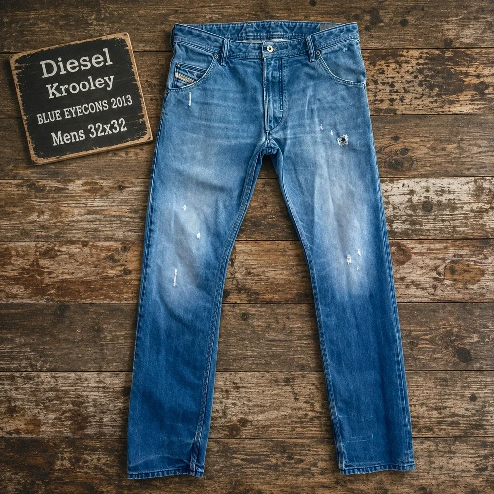 Diesel Krooley Blue Eyecons 2013 Mens Jeans 32x32 Made in Italy Carrot Slim Blue